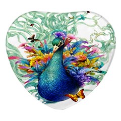 Bird-peafowl-painting-drawing-feather-birds Heart Glass Fridge Magnet (4 Pack) by 99art