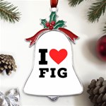 I love fig  Metal Holly Leaf Bell Ornament Front