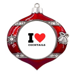 I Love Cocktails  Metal Snowflake And Bell Red Ornament by ilovewhateva