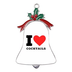 I Love Cocktails  Metal Holly Leaf Bell Ornament by ilovewhateva