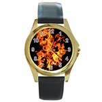 Live Coals Round Gold Metal Watch Front