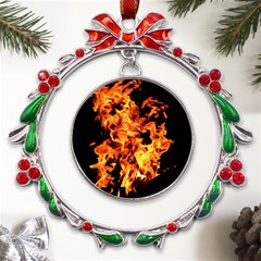 Live Coals Metal X mas Wreath Ribbon Ornament by artworkshop