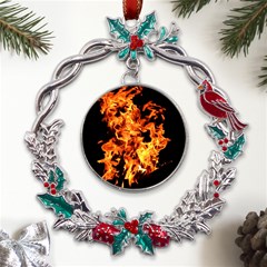 Live Coals Metal X mas Wreath Holly Leaf Ornament