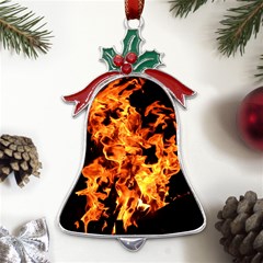 Live Coals Metal Holly Leaf Bell Ornament