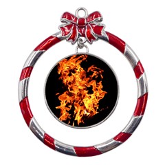 Live Coals Metal Red Ribbon Round Ornament