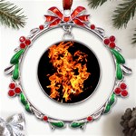 Live Coals Metal X mas Wreath Ribbon Ornament Front