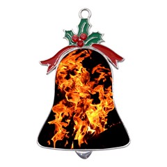 Live Coals Metal Holly Leaf Bell Ornament