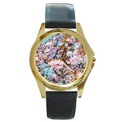 Nature Beautiful Rainbow Round Gold Metal Watch