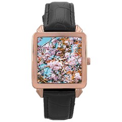 Nature Beautiful Rainbow Rose Gold Leather Watch  by artworkshop