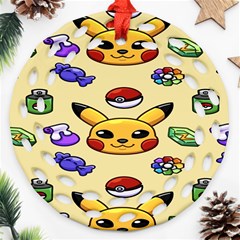 Pikachu Round Filigree Ornament (two Sides)