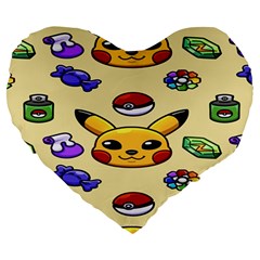 Pikachu Large 19  Premium Heart Shape Cushions by artworkshop