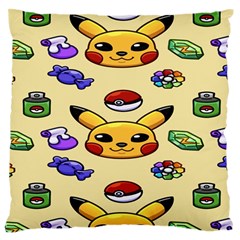 Pikachu Large Premium Plush Fleece Cushion Case (one Side) by artworkshop