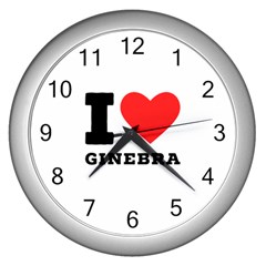 I love ginebra Wall Clock (Silver)