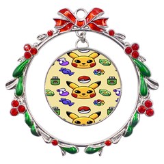 Pikachu Metal X mas Wreath Ribbon Ornament by artworkshop