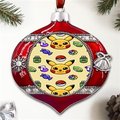 Pikachu Metal Snowflake And Bell Red Ornament by artworkshop