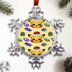 Pikachu Metal Large Snowflake Ornament by artworkshop