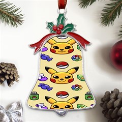 Pikachu Metal Holly Leaf Bell Ornament