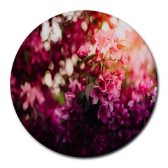 Pink Flower Round Mousepad by artworkshop