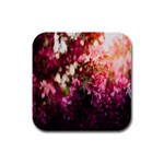 Pink Flower Rubber Square Coaster (4 pack) Front