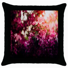 Pink Flower Throw Pillow Case (Black)