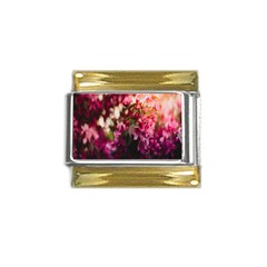 Pink Flower Gold Trim Italian Charm (9mm)