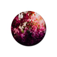 Pink Flower Rubber Round Coaster (4 pack)