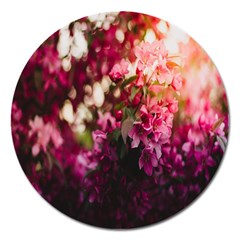 Pink Flower Magnet 5  (Round)