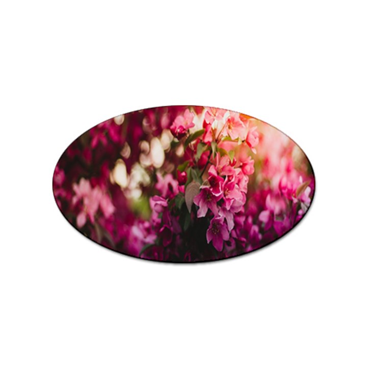 Pink Flower Sticker Oval (100 pack)