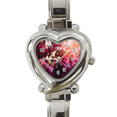 Pink Flower Heart Italian Charm Watch