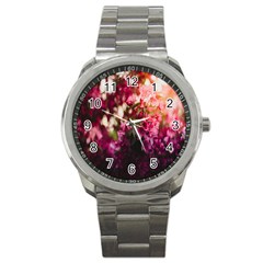 Pink Flower Sport Metal Watch