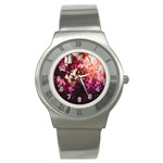 Pink Flower Stainless Steel Watch Front