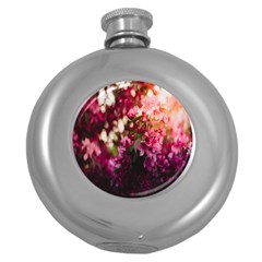 Pink Flower Round Hip Flask (5 oz)