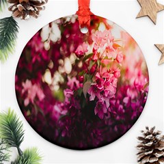 Pink Flower Round Ornament (Two Sides)