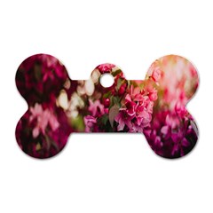 Pink Flower Dog Tag Bone (Two Sides)