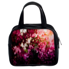 Pink Flower Classic Handbag (Two Sides)