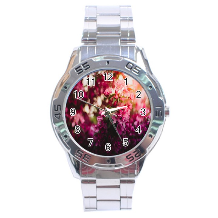 Pink Flower Stainless Steel Analogue Watch