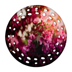 Pink Flower Round Filigree Ornament (two Sides)