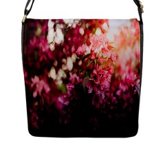 Pink Flower Flap Closure Messenger Bag (L)