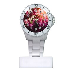 Pink Flower Plastic Nurses Watch