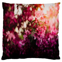 Pink Flower Standard Premium Plush Fleece Cushion Case (One Side)