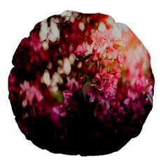 Pink Flower Large 18  Premium Flano Round Cushions