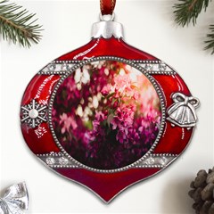 Pink Flower Metal Snowflake And Bell Red Ornament