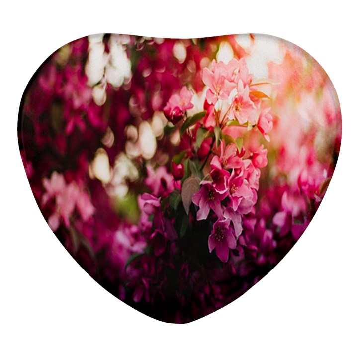 Pink Flower Heart Glass Fridge Magnet (4 pack)