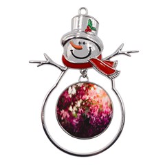 Pink Flower Metal Snowman Ornament by artworkshop