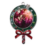 Pink Flower Metal X Mas Lollipop with Crystal Ornament Front