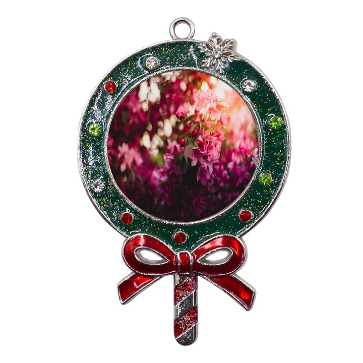 Pink Flower Metal X Mas Lollipop with Crystal Ornament