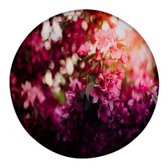 Pink Flower Round Glass Fridge Magnet (4 Pack)