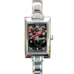 Pink Peony  Flower Rectangle Italian Charm Watch