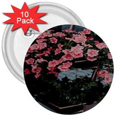 Pink Peony  Flower 3  Buttons (10 pack) 