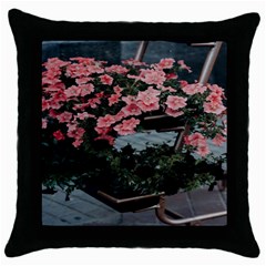 Pink Peony  Flower Throw Pillow Case (Black)